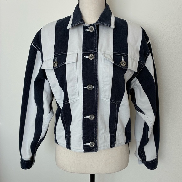 Vintage Jackets & Blazers - Vintage 80s First Issue Vertical Stripe Denim Jacket